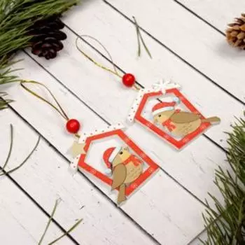 Елочная игрушка «Птичка у кормушки», МИКС