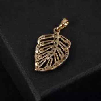 Подвеска "Папоротник" лист, цвет белый в серебряно-золотом, 2,7 см