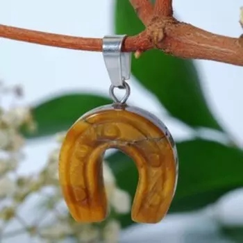 Подвеска подкова (символ удачи и счастья) "Тигровый глаз"