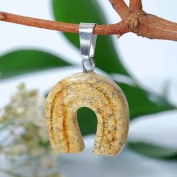 Подвеска подкова (символ удачи и счастья) "Яшма песочная"