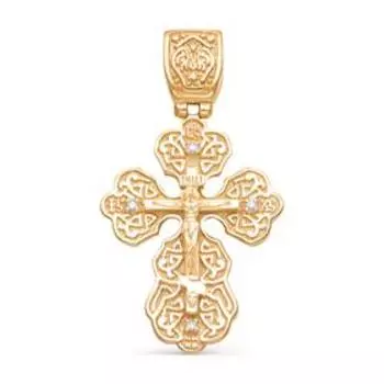 Подвеска позолота "Православный крест" 59-04930, цвет белый в золоте