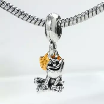 Подвеска "Принц-лягушонок", цвет чернёное серебро в чернёном серебре