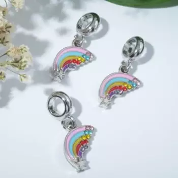 Подвеска "Радуга" со звездой, цветная в серебре