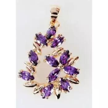 Подвеска с аметистом "Камелия", позолота с родированием