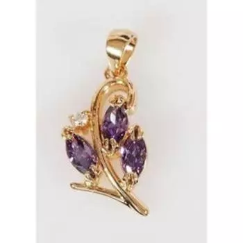 Подвеска с аметистом "Рис", позолота с родированием с цирконом