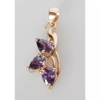Подвеска с аметистом "Трехлистник", позолота с родированием