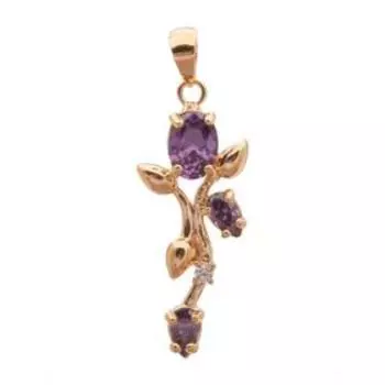 Подвеска с аметистом "Тюльпан", позолота с родированием
