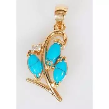 Подвеска с бирюзой "Рис", позолота с родированием с цирконом