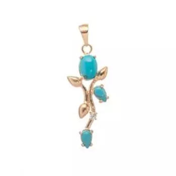 Подвеска с бирюзой "Тюльпан", позолота с родированием