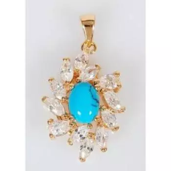 Подвеска с бирюзой "В стразах", позолота с родированием