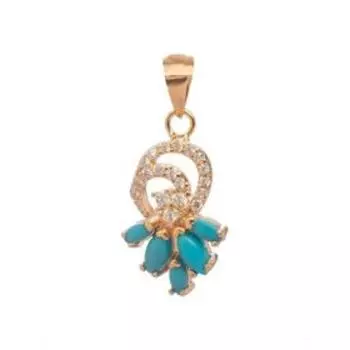 Подвеска с бирюзой "Ягодный бал", позолота с родированием