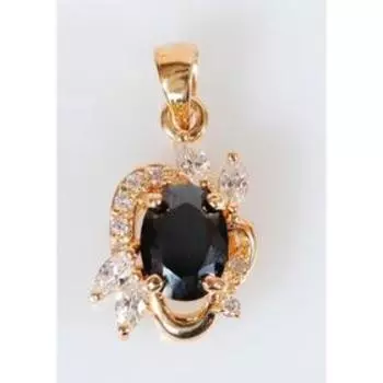 Подвеска с черным фианитом "Рококо", позолота с родированием