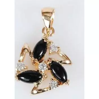 Подвеска с черным ониксом "Звезда", позолота с родированием