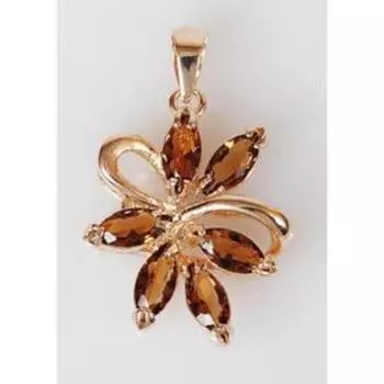 Подвеска с дымчатым фианитом "6 камней", позолота с родированием