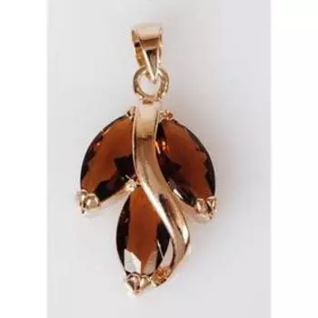 Подвеска с дымчатым фианитом "Большой рис", позолота с родированием
