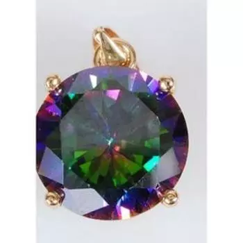 Подвеска с фианитом мистик "Круг", позолота с родированием