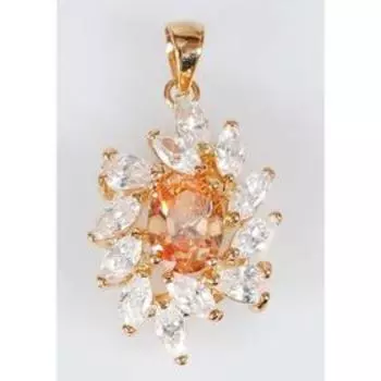 Подвеска с фианитом шампань "В стразах", позолота с родированием