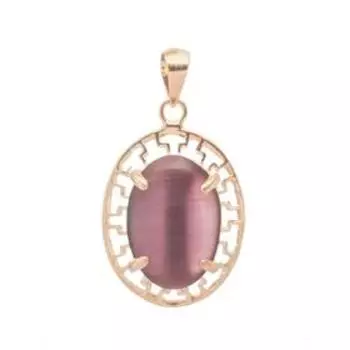 Подвеска с фиолетовым кошачьим глазом "Греческий", позолота с родированием