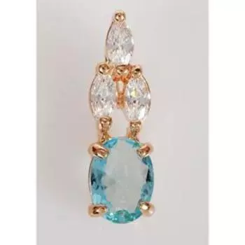 Подвеска с голубым фианитом "Кабошон в цирконах", позолота с родированием