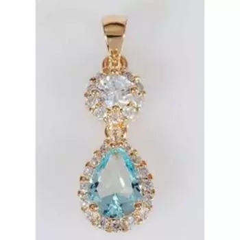 Подвеска с голубым фианитом "Королевна", позолота с родированием
