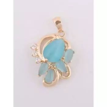 Подвеска с голубым кошачьим глазом "Азалия", позолота с родированием