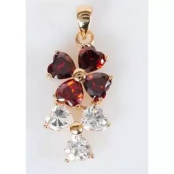 Подвеска с гранатом "2 цветка", позолота с родированием