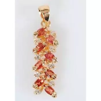 Подвеска с гранатом "Большая косичка", позолота с родированием