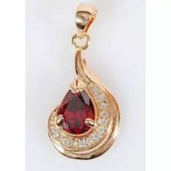 Подвеска с гранатом "Капля росы", позолота с родированием