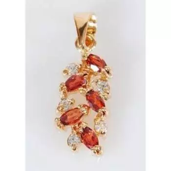 Подвеска с гранатом "Косичка", позолота с родированием