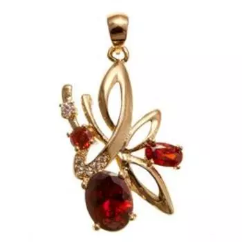 Подвеска с гранатом "Лесная мелодия", позолота с родированием