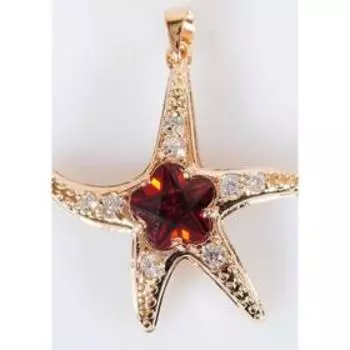 Подвеска с гранатом "Морская звезда", позолота с родированием