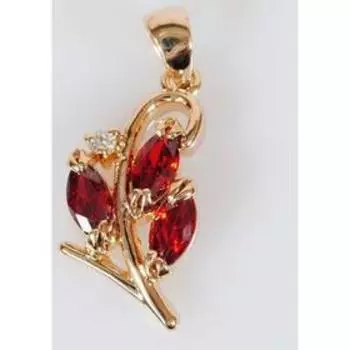 Подвеска с гранатом "Рис", позолота с родированием с цирконом