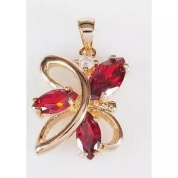 Подвеска с гранатом "Загадочный цветок", позолота с родированием