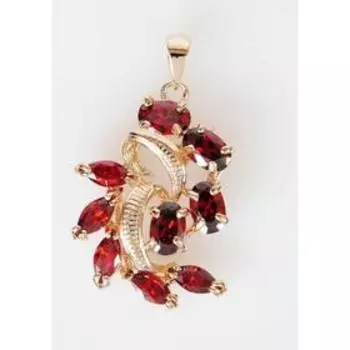 Подвеска с гранатом "Жар-птица", позолота с родированием