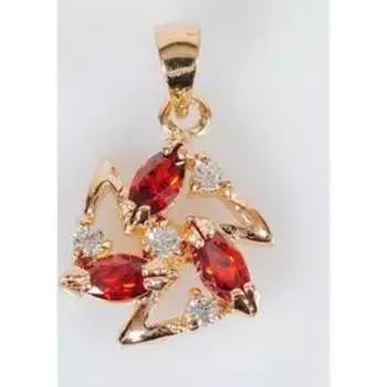 Подвеска с гранатом "Звезда", позолота с родированием