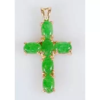 Подвеска с хризопразом "Крест", позолота с родированием