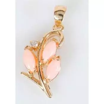 Подвеска с кораллом "Рис", позолота с родированием с цирконом