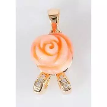 Подвеска с кораллом "Розочка бант", позолота с родированием