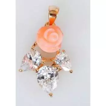 Подвеска с кораллом "Розочка ободки", позолота с родированием