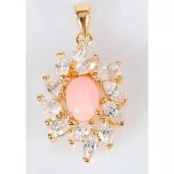 Подвеска с кораллом "В стразах", позолота с родированием