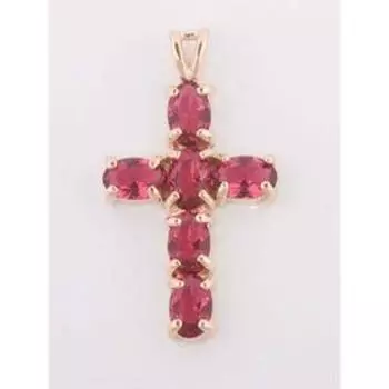 Подвеска с корундом "Крест", позолота с родированием