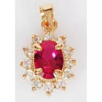 Подвеска с корундом "Малый овал в цирконах", позолота с родированием