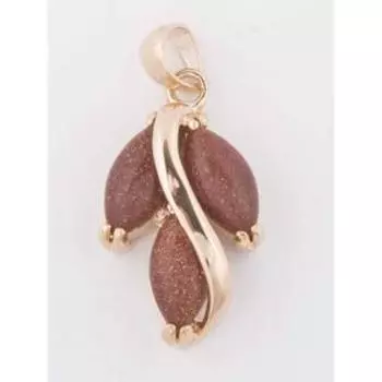 Подвеска с красным авантюрином "Большой рис", позолота с родированием