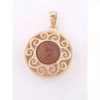 Подвеска с красным авантюрином "Восточное солнце", позолота с родированием