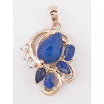 Подвеска с лазуритом "Азалия", позолота с родированием