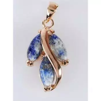 Подвеска с лазуритом "Большой рис", позолота с родированием