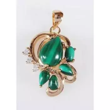 Подвеска с малахитом "Азалия", позолота с родированием