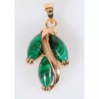 Подвеска с малахитом "Большой рис", позолота с родированием