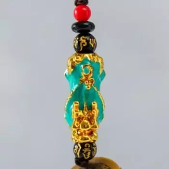 Подвеска с монетой "Дракон" зелёный 12х1,5 см