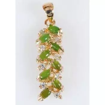 Подвеска с нефритом "Большая косичка", позолота с родированием